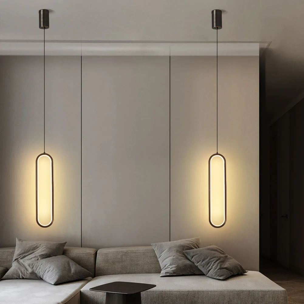 Led işıqlı qara minimalist asma işıq 1176